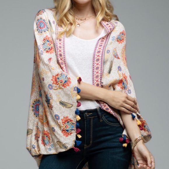 Ruggine Other - Paisley and Jacobean border Bohemian Kimono cotton